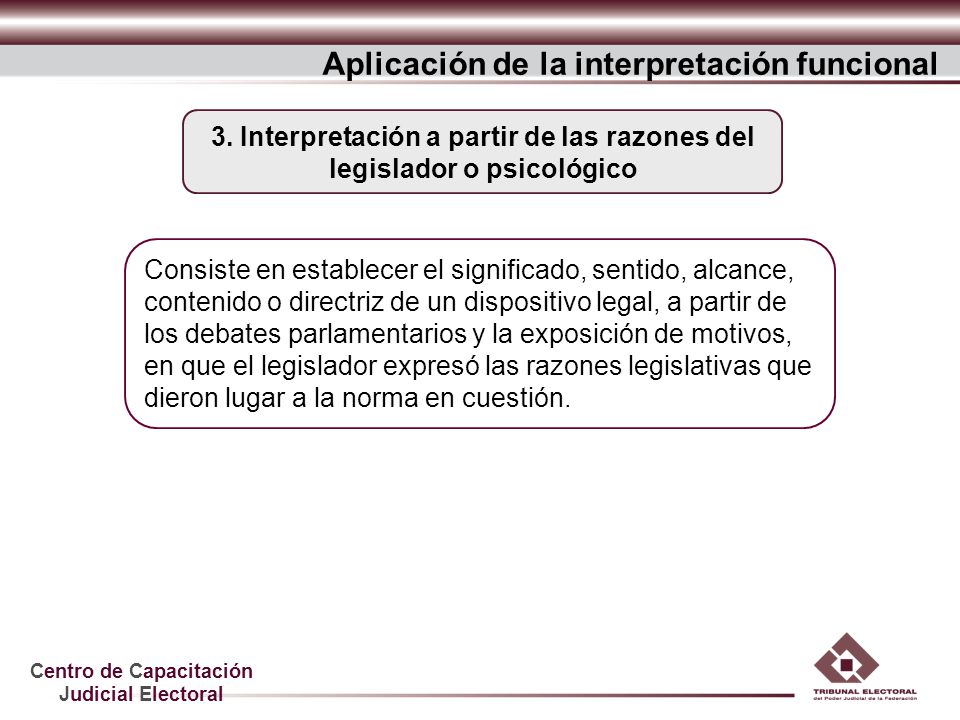 3. Interpretación a partir de las razones del legislador o psicológico