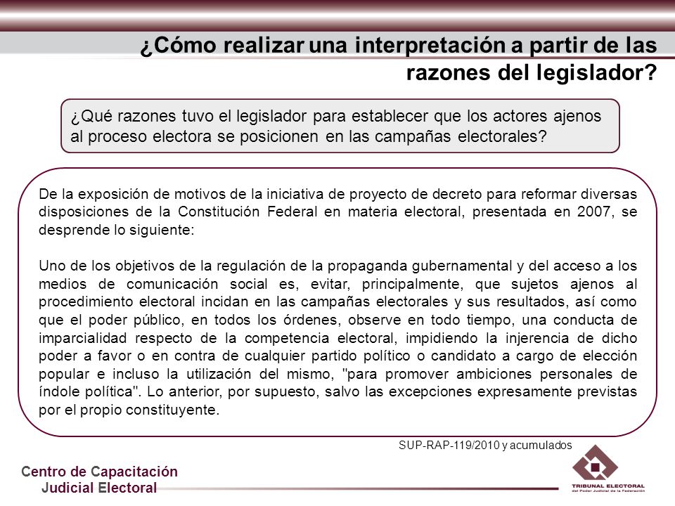 ¿Cómo realizar una interpretación a partir de las razones del legislador
