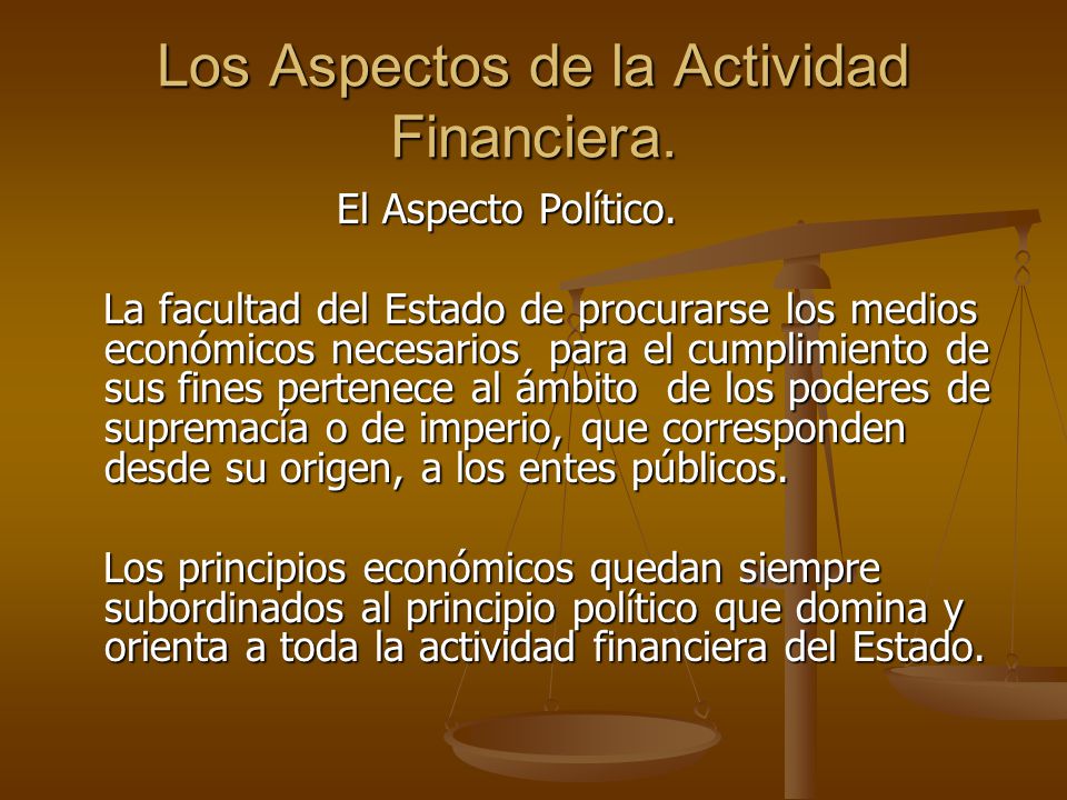 Los Aspectos de la Actividad Financiera.