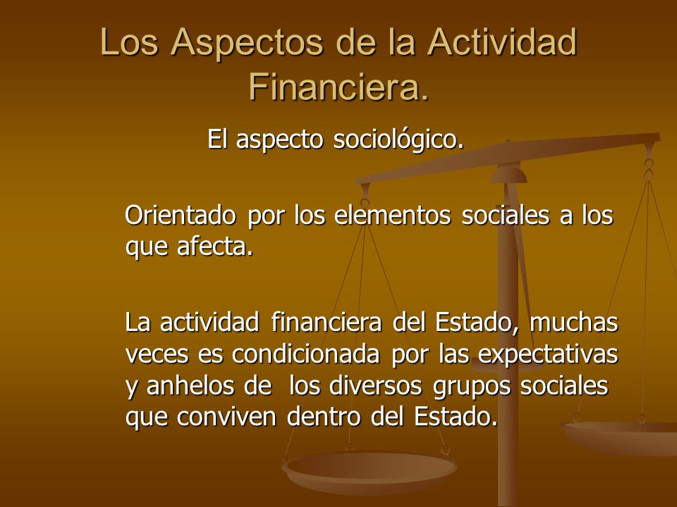 Los Aspectos de la Actividad Financiera.