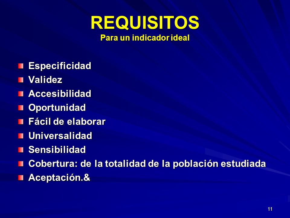 REQUISITOS Para un indicador ideal