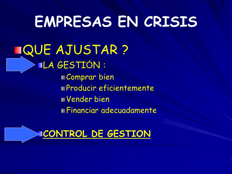 EMPRESAS EN CRISIS QUE AJUSTAR LA GESTIÓN : CONTROL DE GESTION