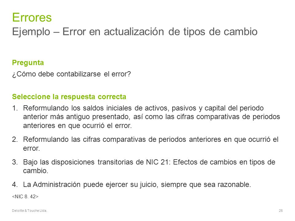 Errores Ejemplo – Error en actualización de tipos de cambio