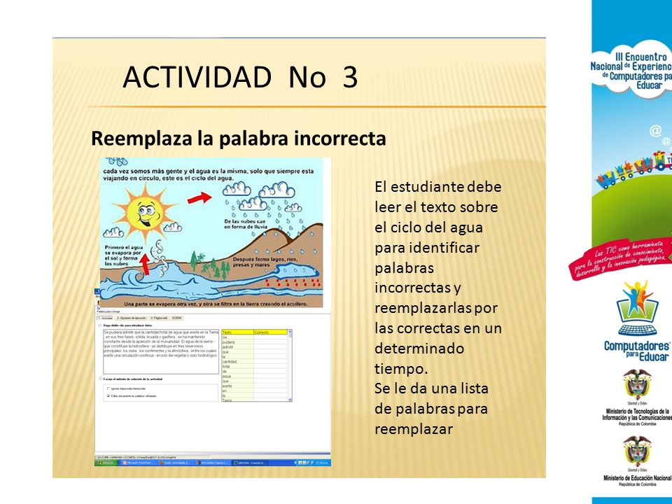 ACTIVIDAD No 3 Reemplaza la palabra incorrecta