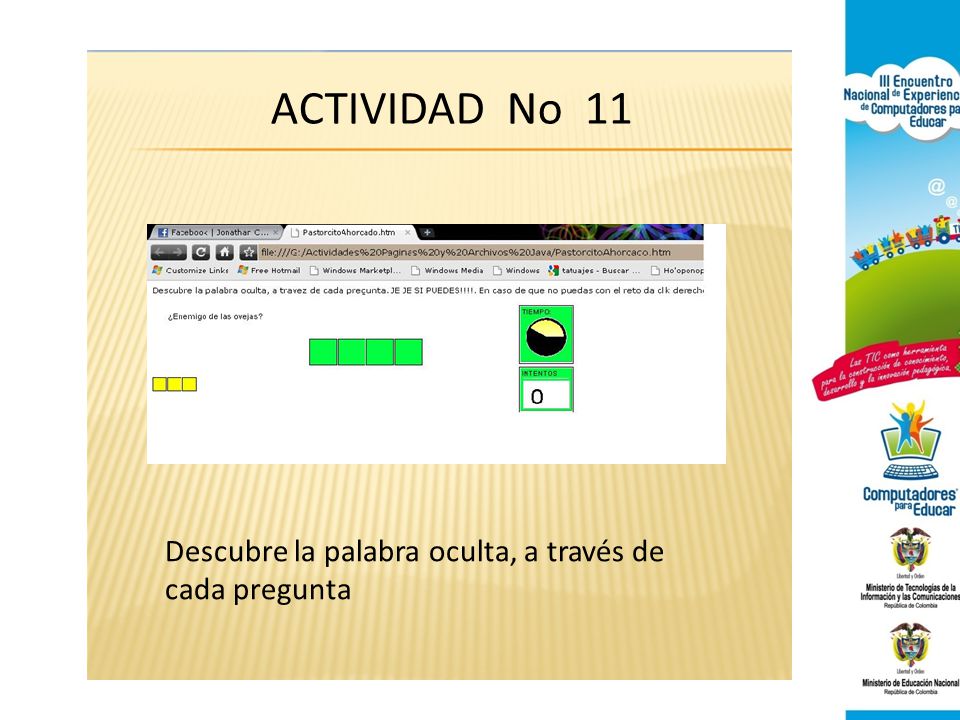ACTIVIDAD No 11 Descubre la palabra oculta, a través de cada pregunta