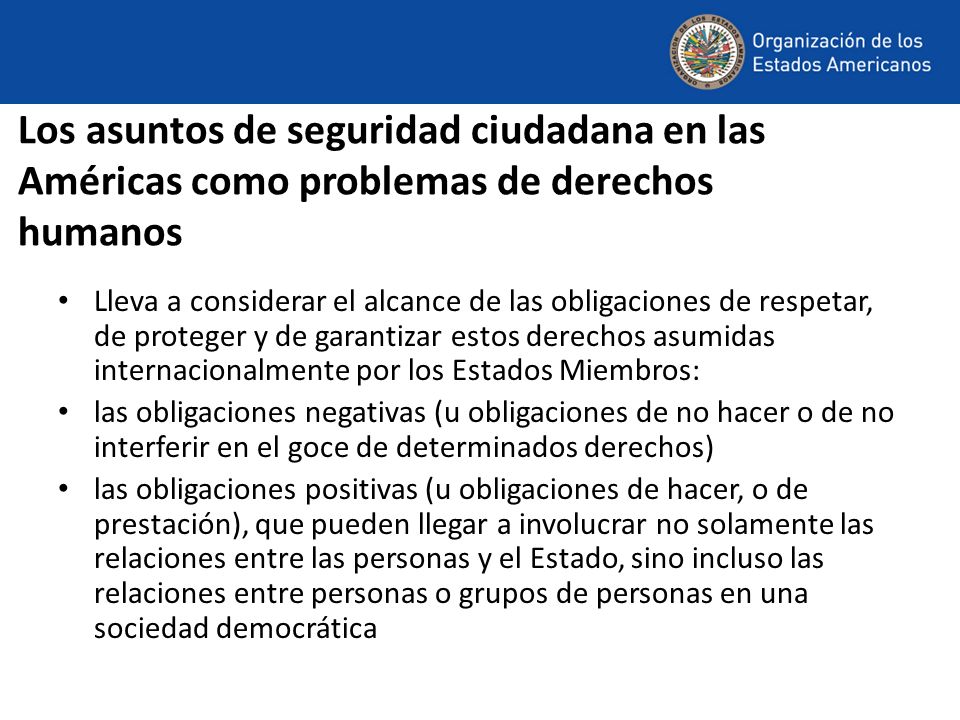 Los asuntos de seguridad ciudadana en las Américas como problemas de derechos humanos