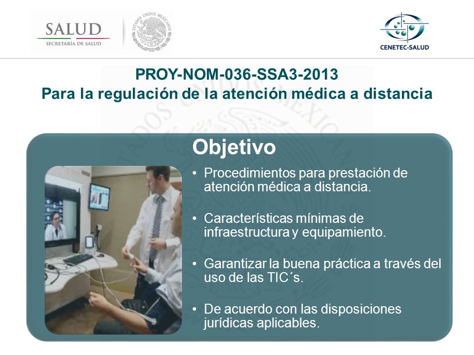 PROY-NOM-036-SSA Para la regulación de la atención médica a distancia
