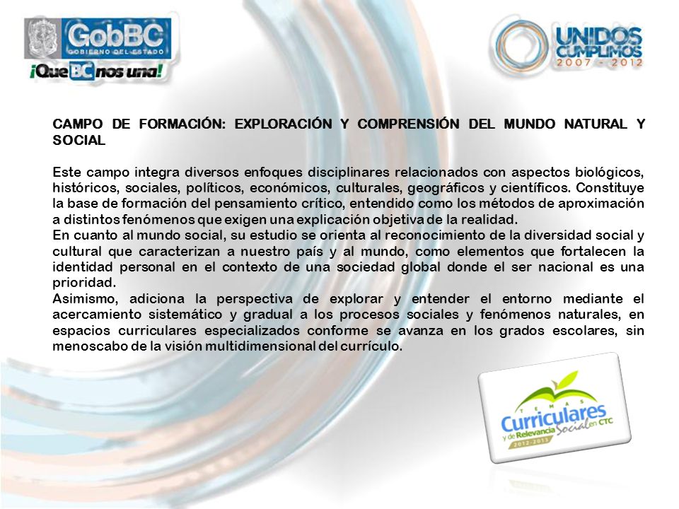 CAMPO DE FORMACIÓN: EXPLORACIÓN Y COMPRENSIÓN DEL MUNDO NATURAL Y SOCIAL