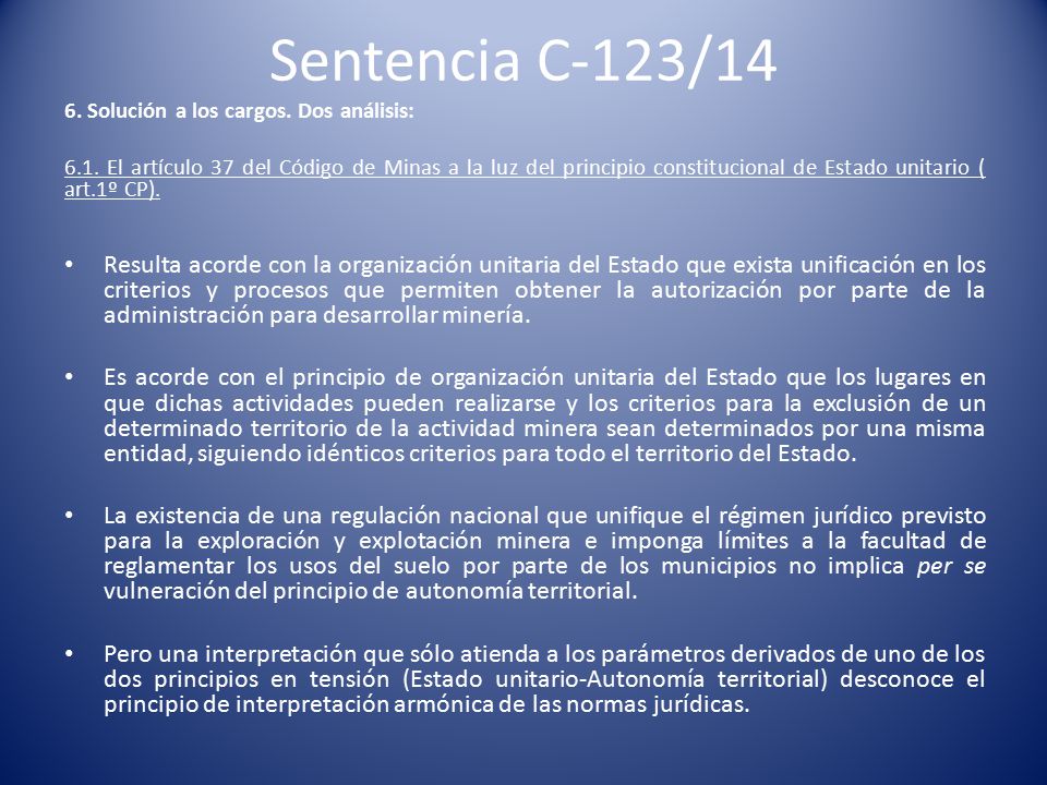 Sentencia C-123/14 6. Solución a los cargos. Dos análisis: