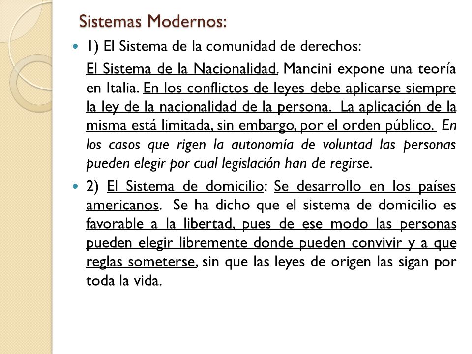 Sistemas Modernos: 1) El Sistema de la comunidad de derechos: