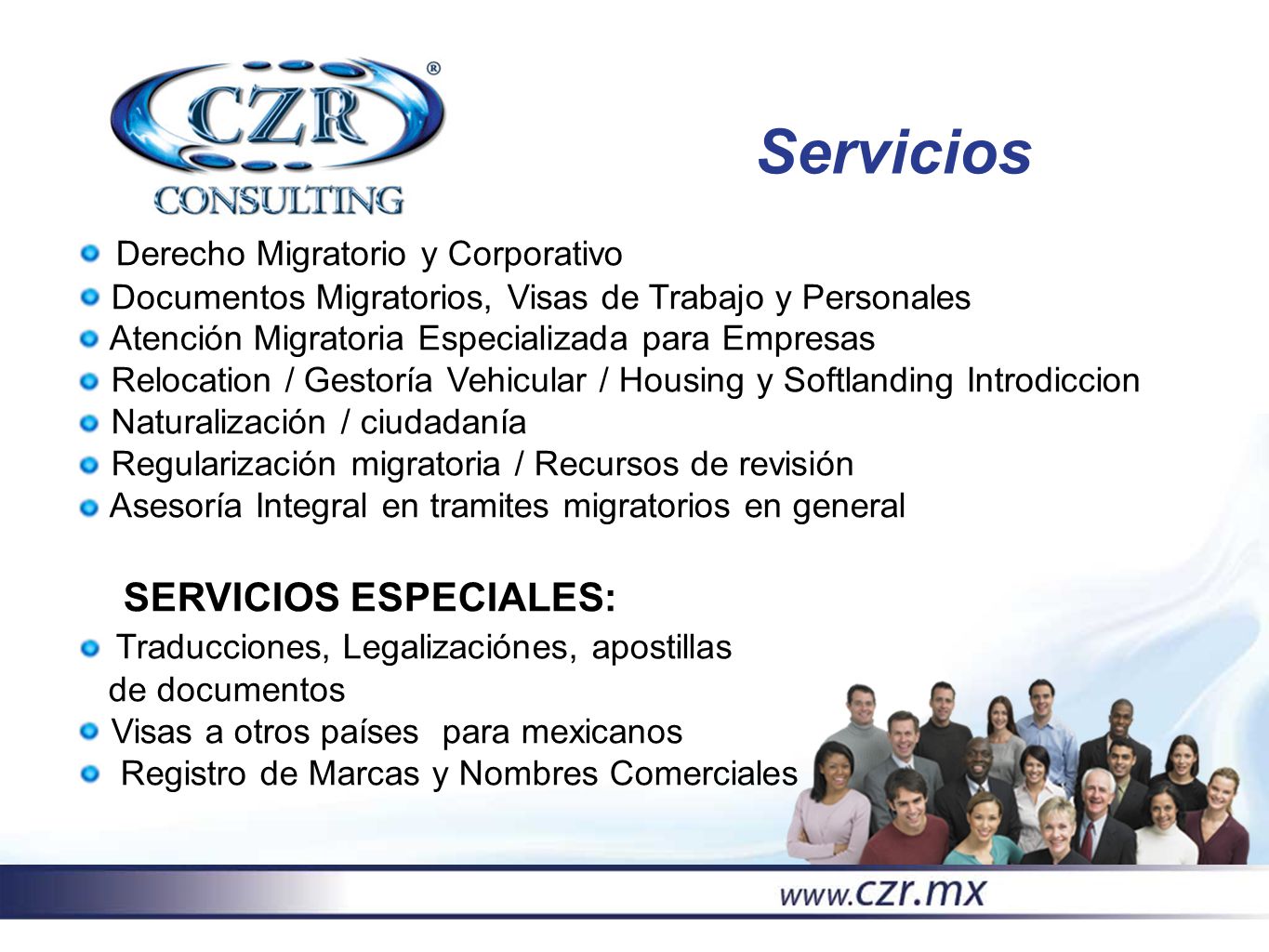 Servicios Derecho Migratorio y Corporativo SERVICIOS ESPECIALES: