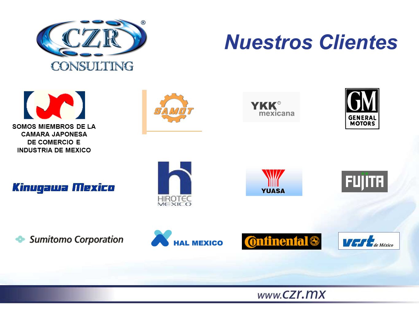 SOMOS MIEMBROS DE LA CAMARA JAPONESA DE COMERCIO E INDUSTRIA DE MEXICO