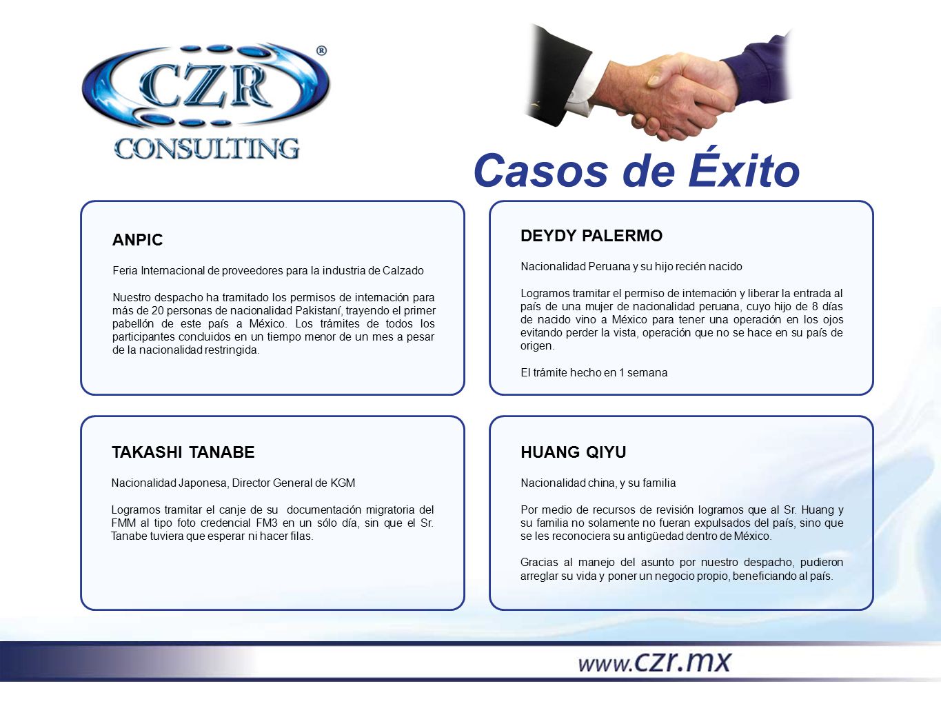 Casos de Éxito DEYDY PALERMO ANPIC TAKASHI TANABE HUANG QIYU