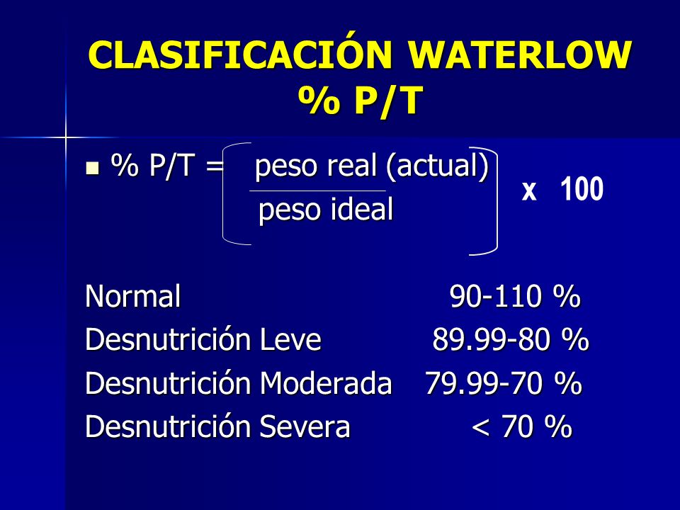 CLASIFICACIÓN WATERLOW % P/T