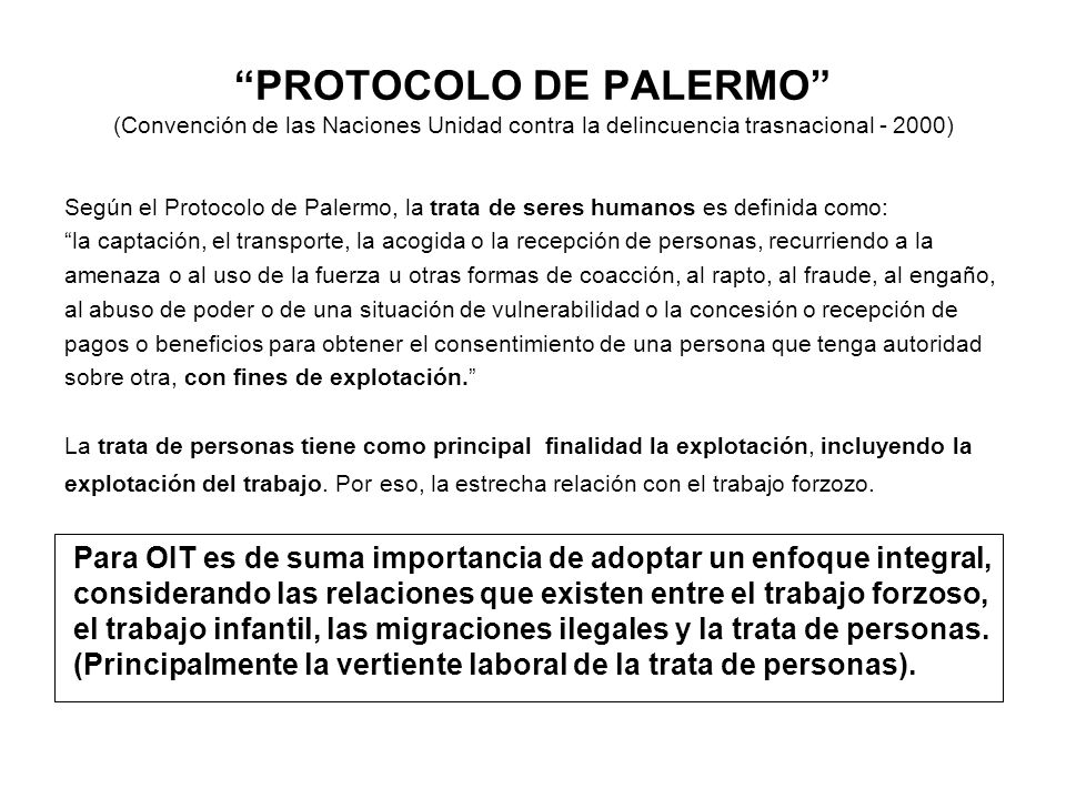 PROTOCOLO DE PALERMO (Convención de las Naciones Unidad contra la delincuencia trasnacional )