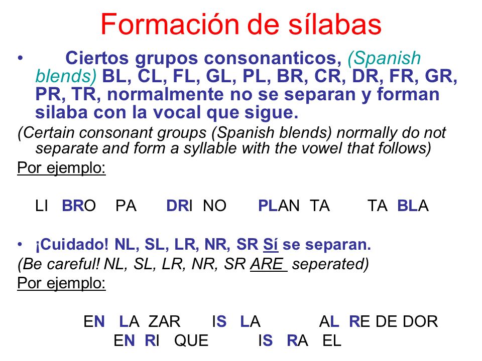 Formación de sílabas