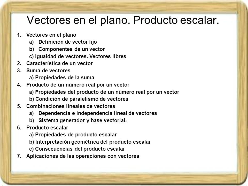 Vectores en el plano. Producto escalar.