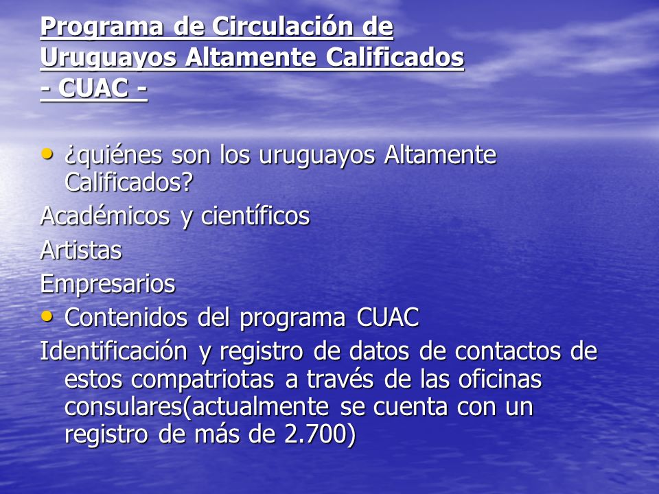 Programa de Circulación de Uruguayos Altamente Calificados - CUAC -