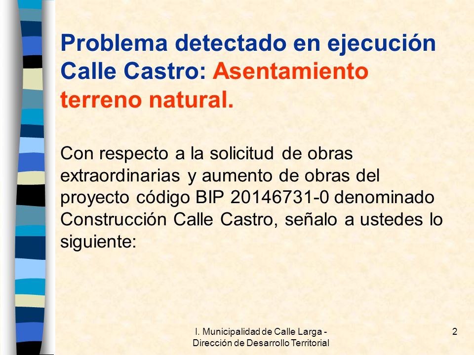 I. Municipalidad de Calle Larga - Dirección de Desarrollo Territorial