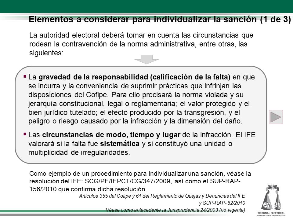 Elementos a considerar para individualizar la sanción (1 de 3)
