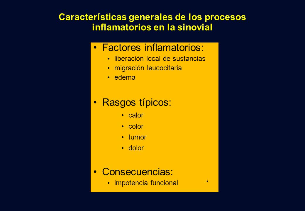 Características generales de los procesos inflamatorios en la sinovial