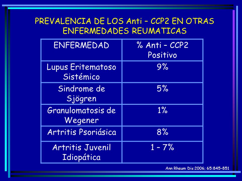 PREVALENCIA DE LOS Anti – CCP2 EN OTRAS ENFERMEDADES REUMATICAS