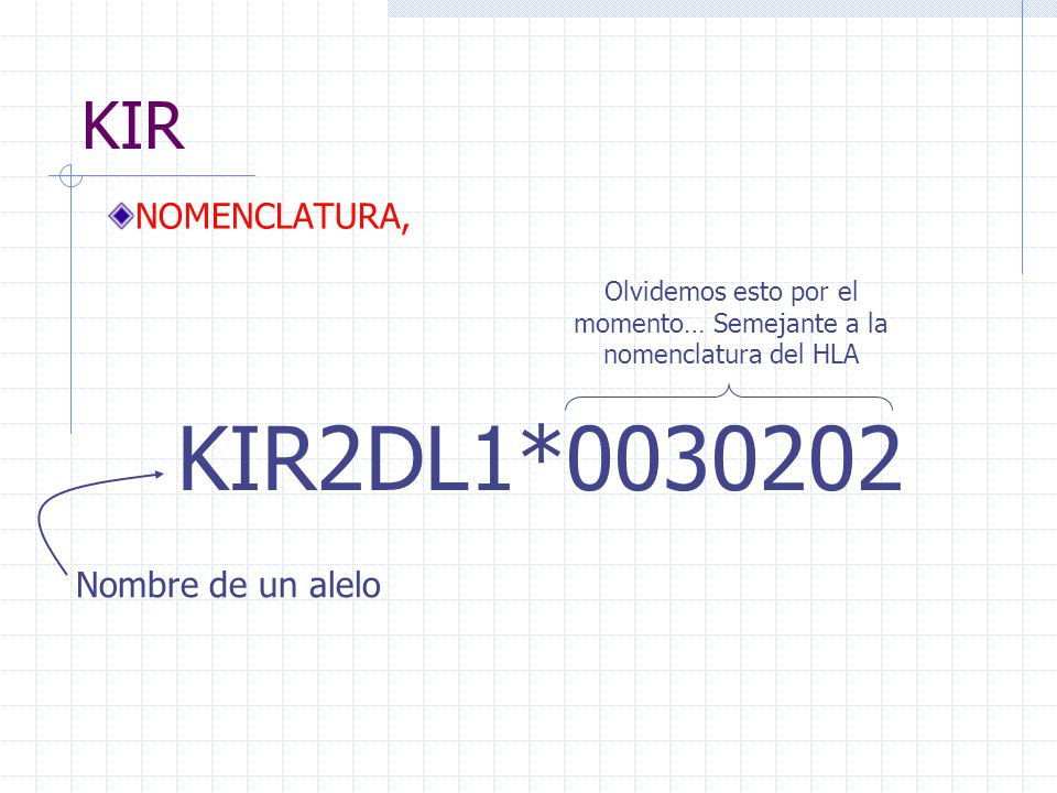 Olvidemos esto por el momento… Semejante a la nomenclatura del HLA