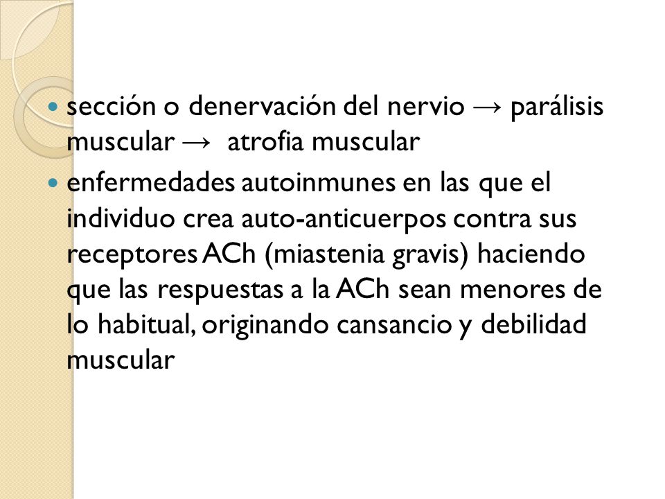 sección o denervación del nervio → parálisis muscular → atrofia muscular