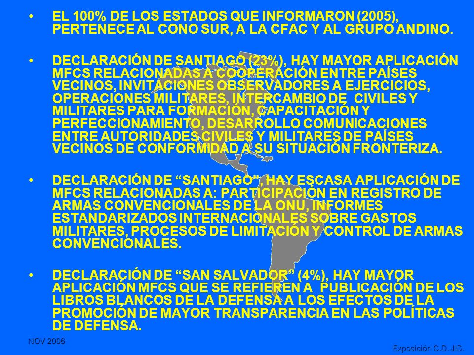 EL 100% DE LOS ESTADOS QUE INFORMARON (2005), PERTENECE AL CONO SUR, A LA CFAC Y AL GRUPO ANDINO.