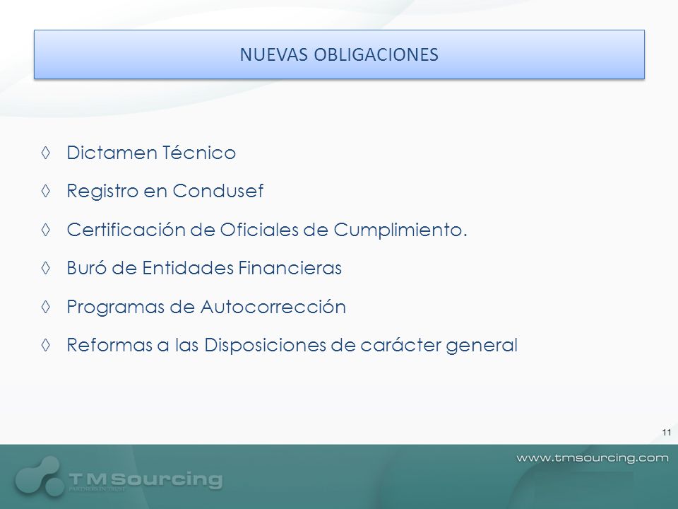 NUEVAS OBLIGACIONES Dictamen Técnico Registro en Condusef