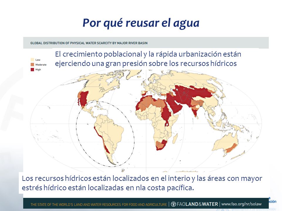 Por qué reusar el agua El crecimiento poblacional y la rápida urbanización están ejerciendo una gran presión sobre los recursos hídricos.