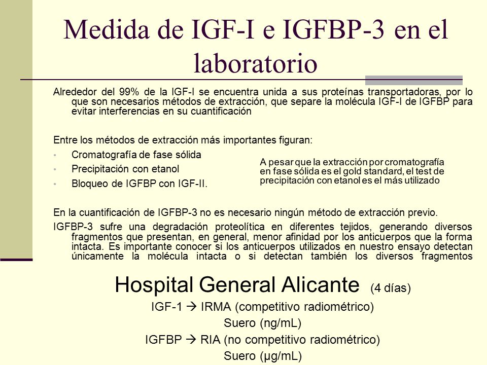 Medida de IGF-I e IGFBP-3 en el laboratorio