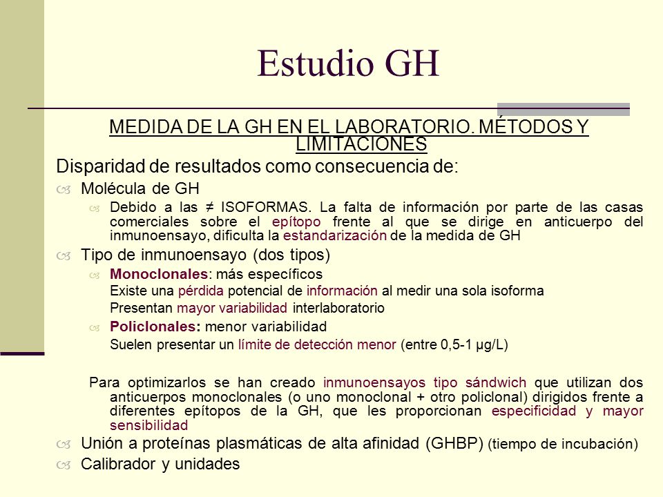 MEDIDA DE LA GH EN EL LABORATORIO. MÉTODOS Y LIMITACIONES