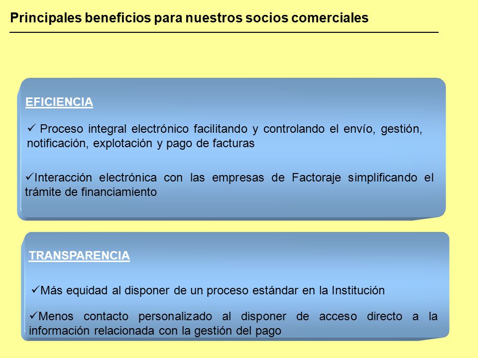 Principales beneficios para nuestros socios comerciales