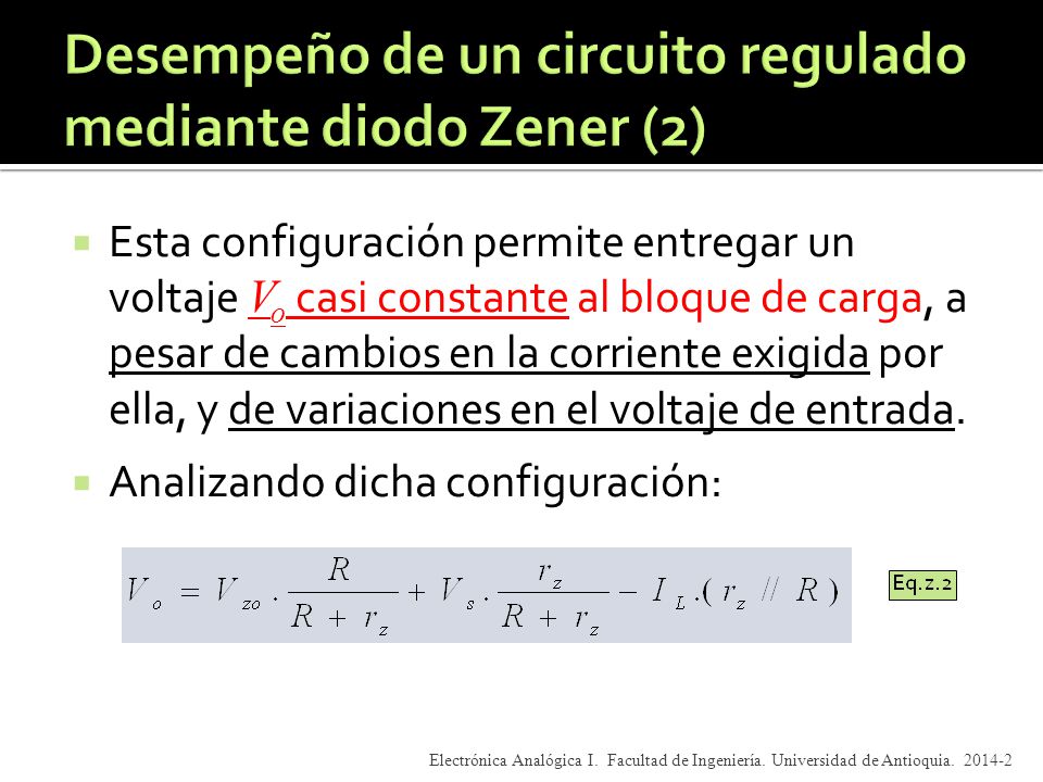 Desempeño de un circuito regulado mediante diodo Zener (2)