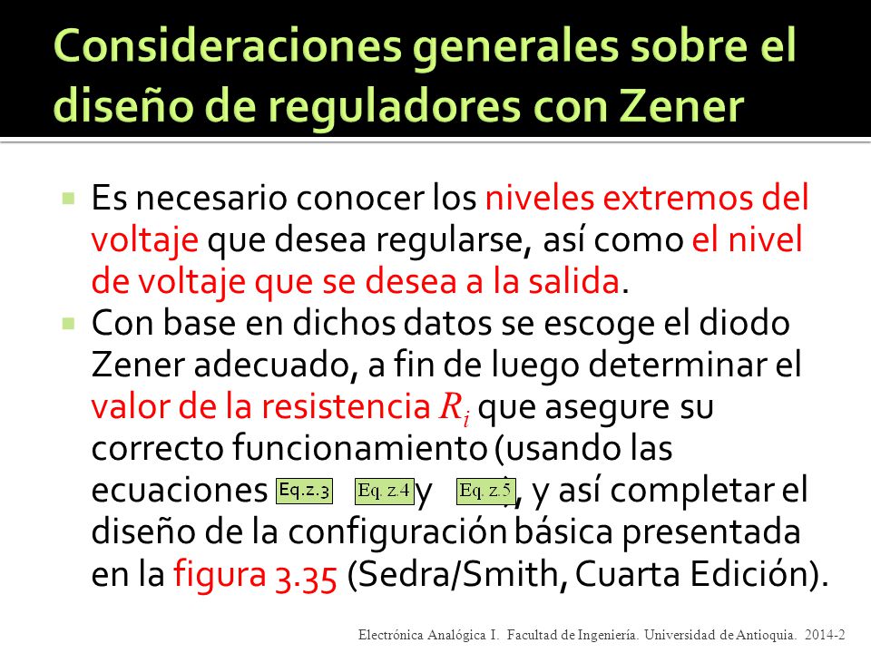 Consideraciones generales sobre el diseño de reguladores con Zener