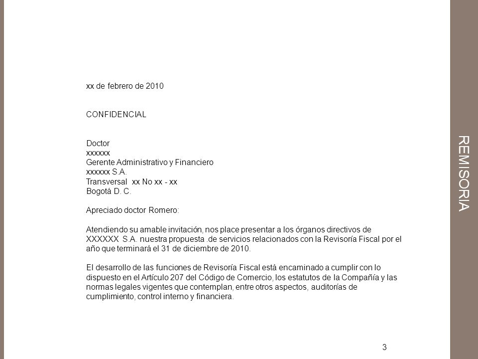 REMISORIA xx de febrero de 2010 CONFIDENCIAL Doctor xxxxxx