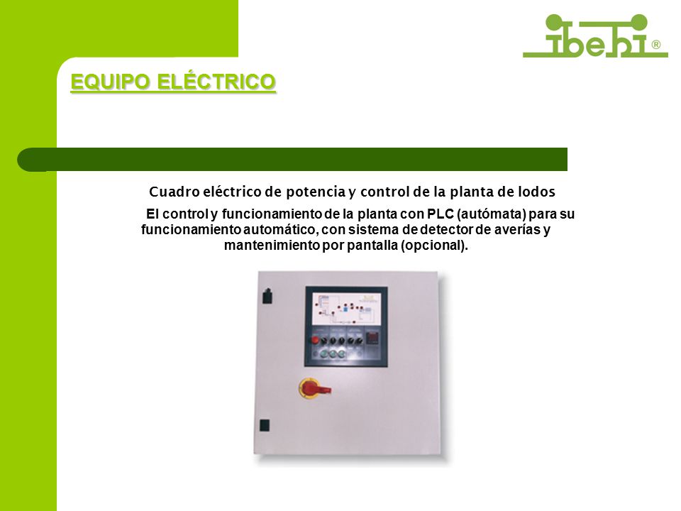 Cuadro eléctrico de potencia y control de la planta de lodos