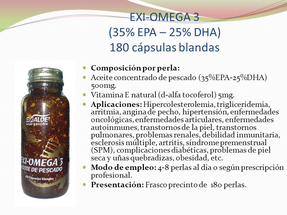 EXI-OMEGA 3 (35% EPA – 25% DHA) 180 cápsulas blandas