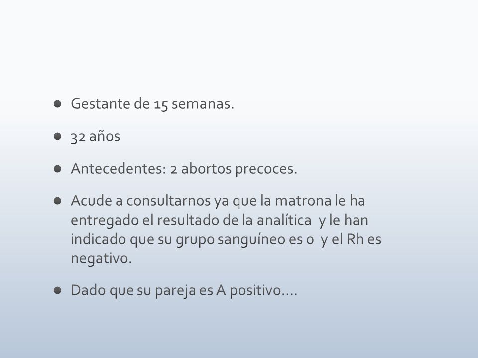 Gestante de 15 semanas. 32 años. Antecedentes: 2 abortos precoces.