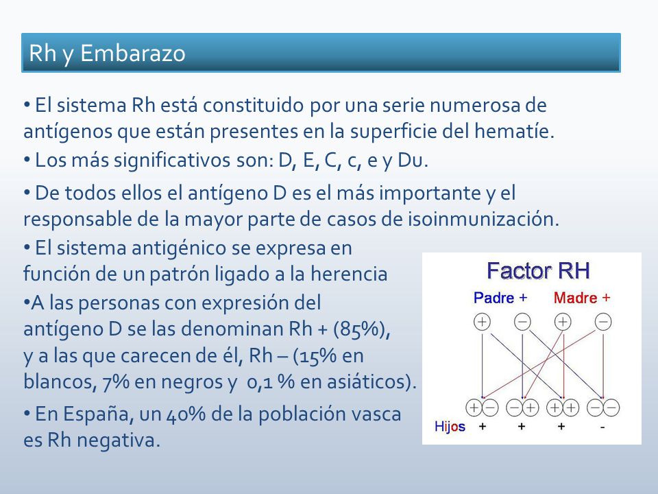 Rh y Embarazo El sistema Rh está constituido por una serie numerosa de antígenos que están presentes en la superficie del hematíe.