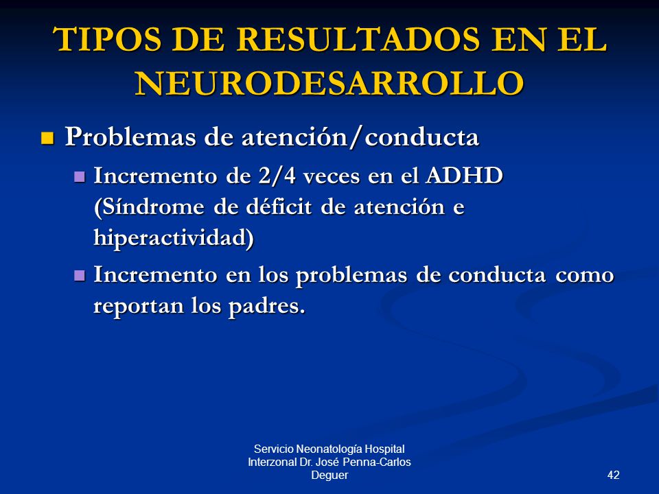 TIPOS DE RESULTADOS EN EL NEURODESARROLLO