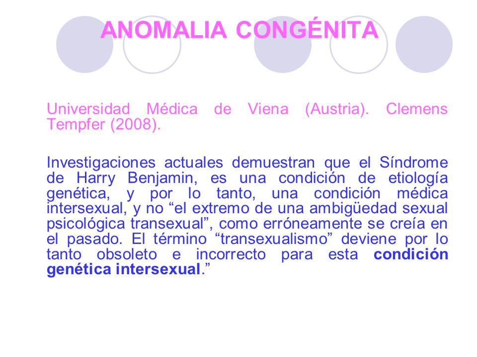 ANOMALIA CONGÉNITA Universidad Médica de Viena (Austria). Clemens Tempfer (2008).