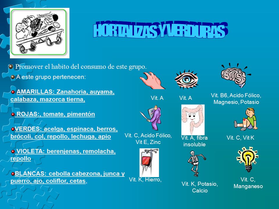 HORTALIZAS Y VERDURAS Promover el habito del consumo de este grupo.