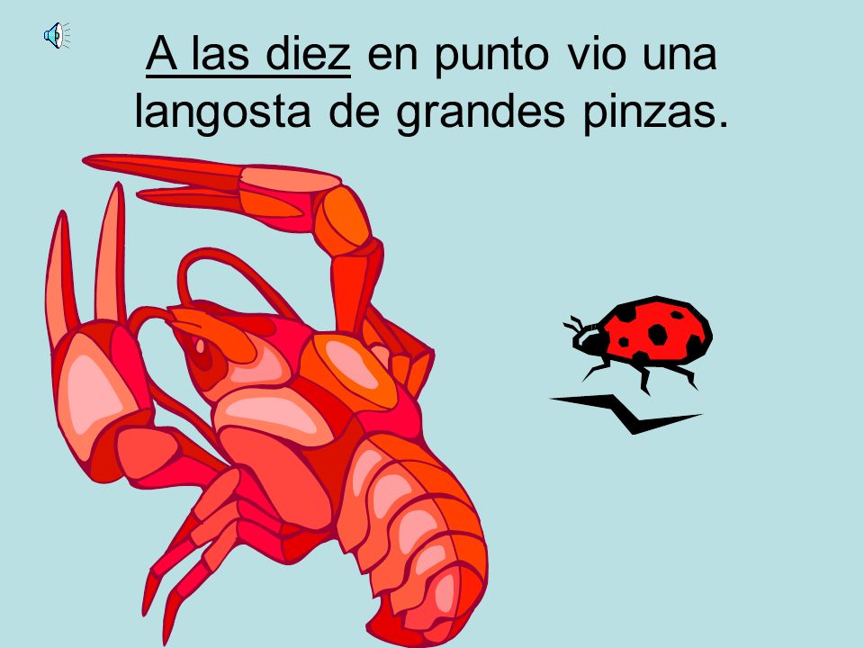 A las diez en punto vio una langosta de grandes pinzas.