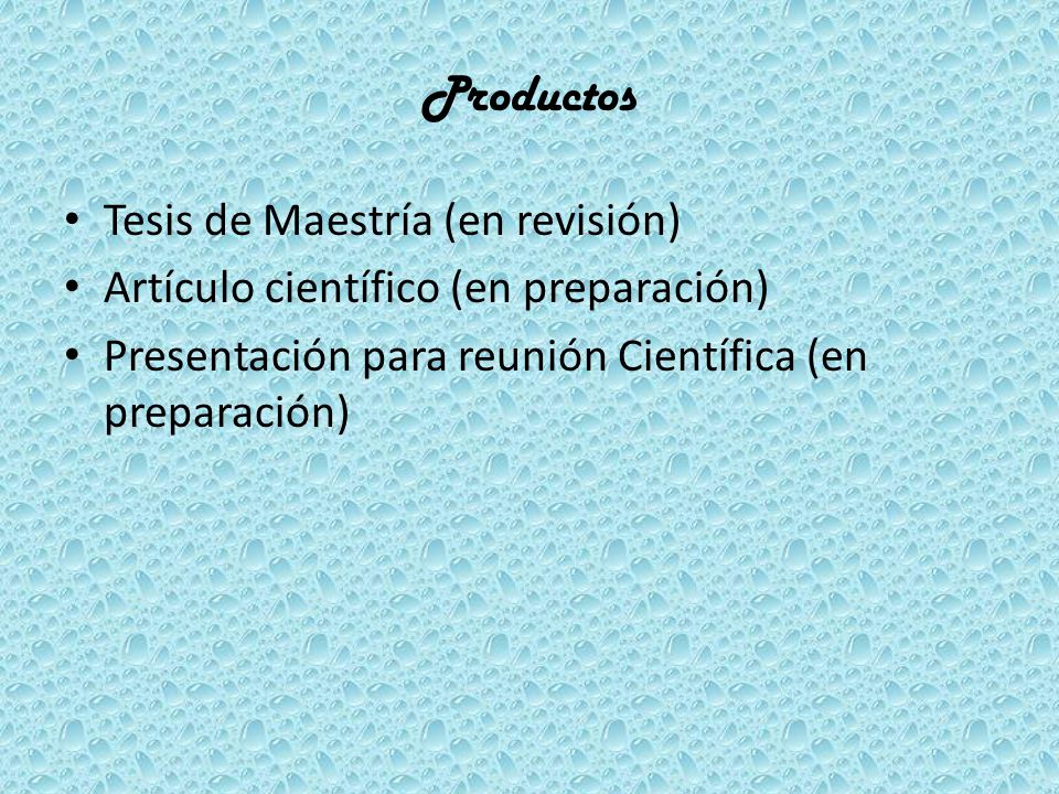 Productos Tesis de Maestría (en revisión)