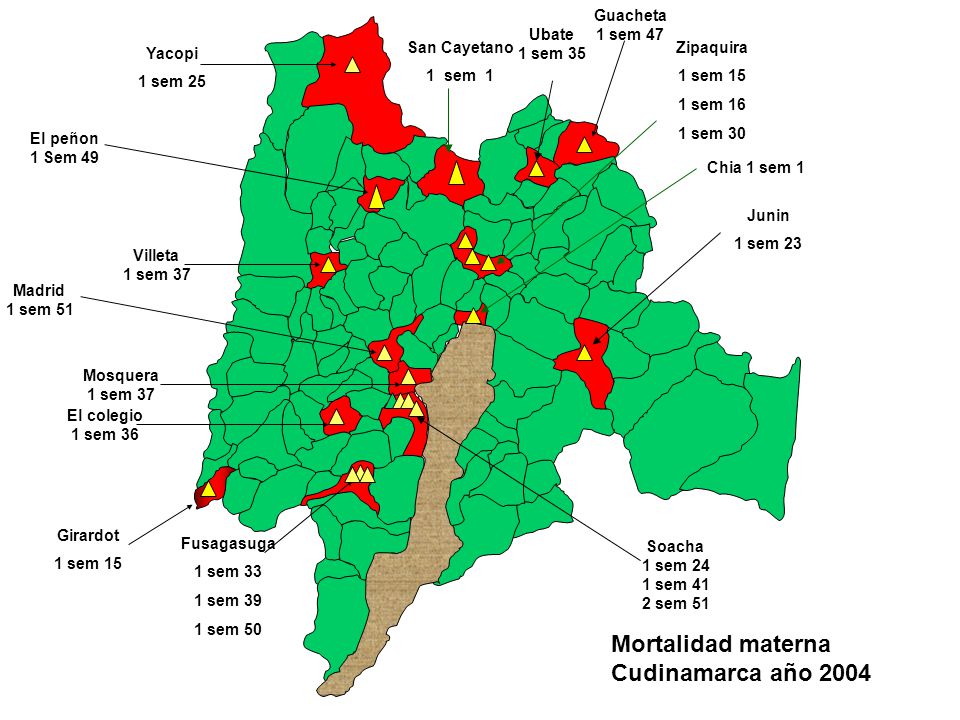 Mortalidad materna Cudinamarca año 2004 Guacheta 1 sem 47 Ubate