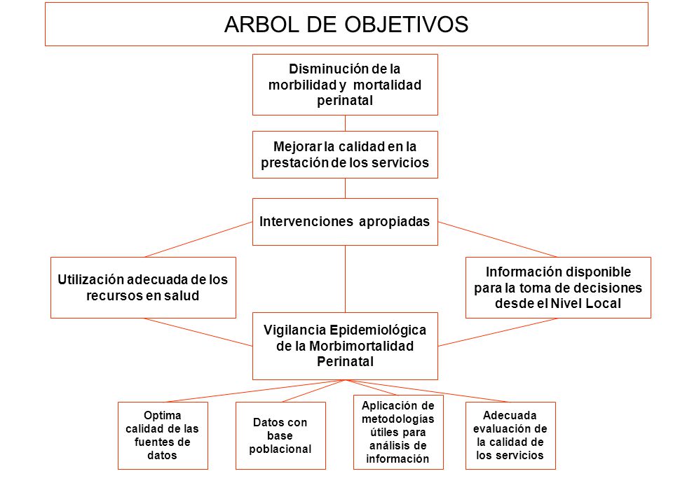 ARBOL DE OBJETIVOS Disminución de la morbilidad y mortalidad perinatal