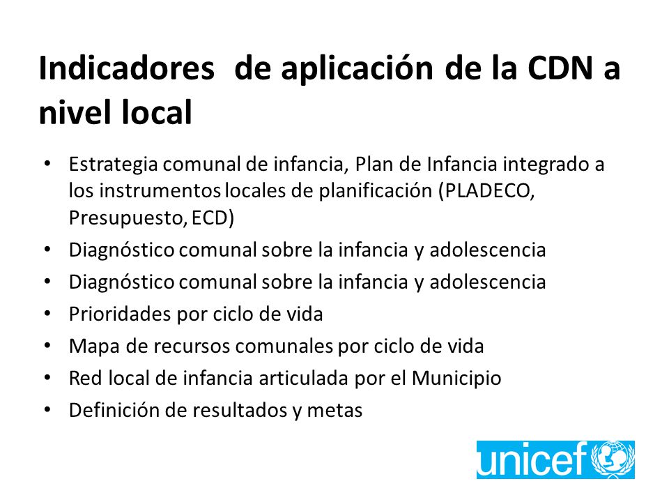 Indicadores de aplicación de la CDN a nivel local