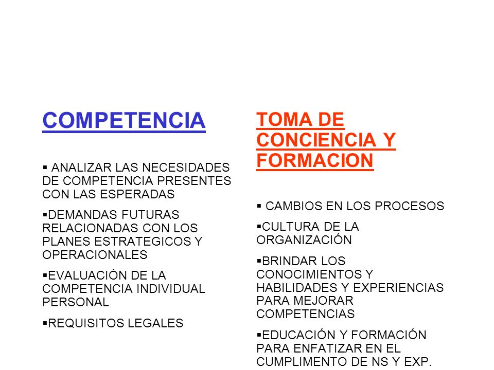 COMPETENCIA TOMA DE CONCIENCIA Y FORMACION